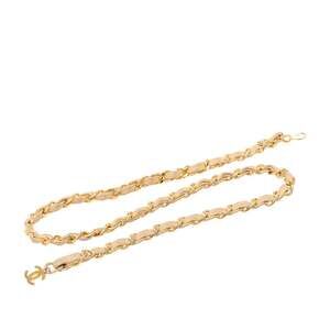 Chanel Coco Mark Chain Belt, Gold/Beige Plated Leather, Women's, CHANEL